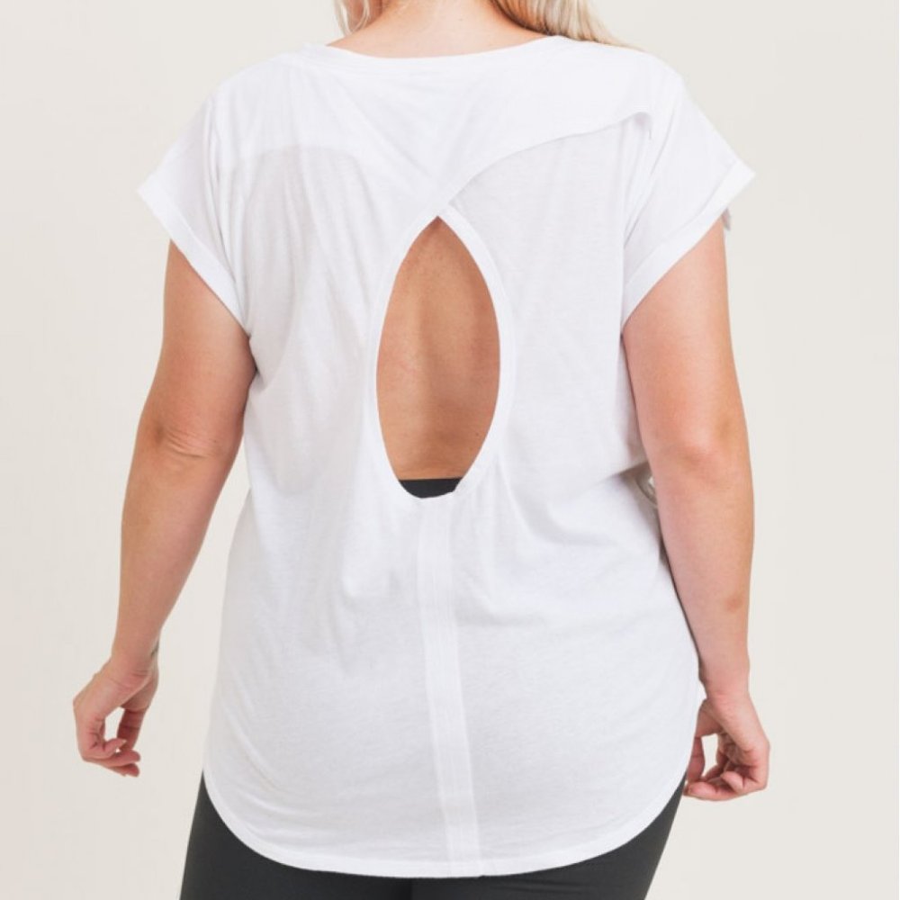CURVY Overlay Cut-Out Back Athleisure Top